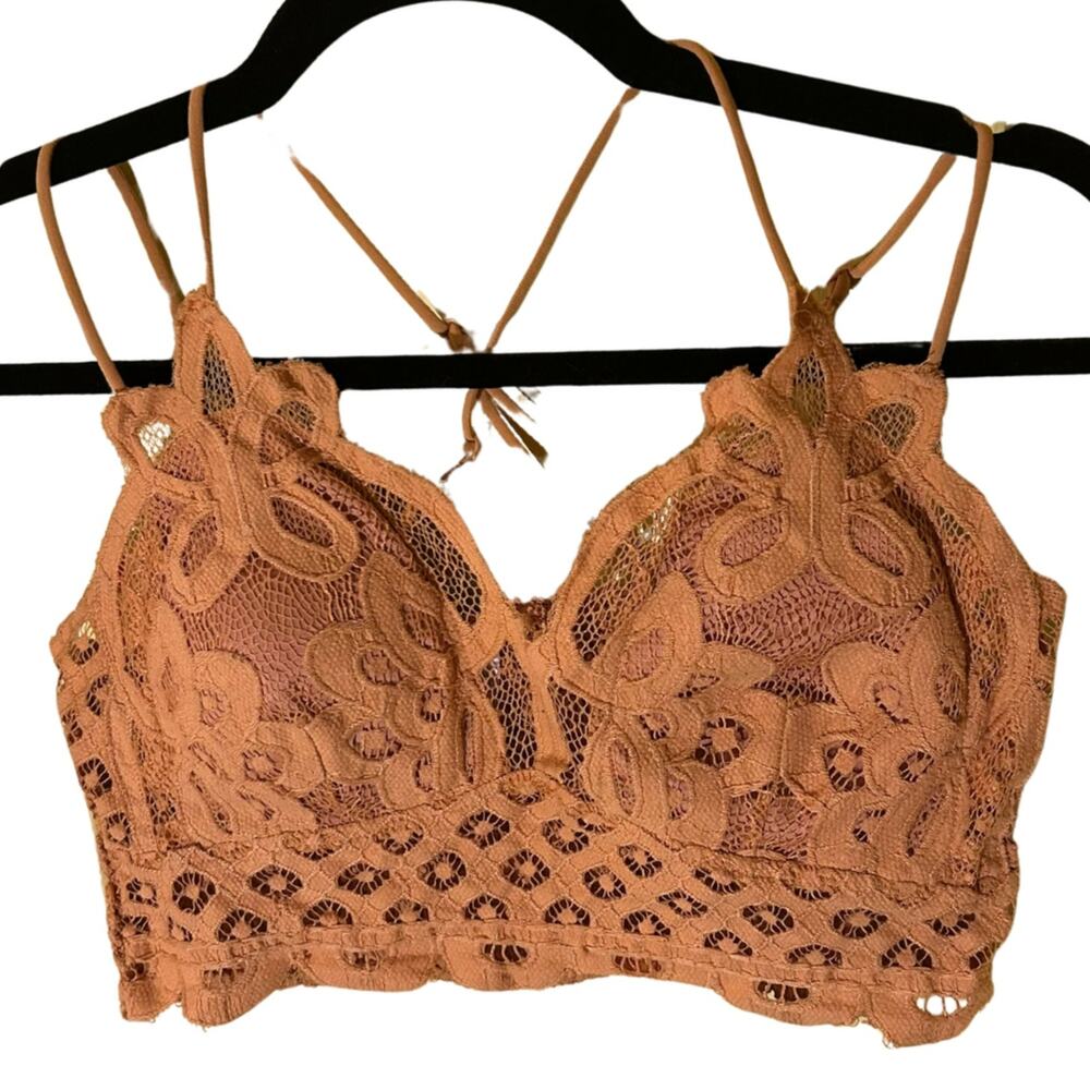 Zenana Boho Floral Lace Smocked Bralette Size XL Yellow Festival Coquette Fairy